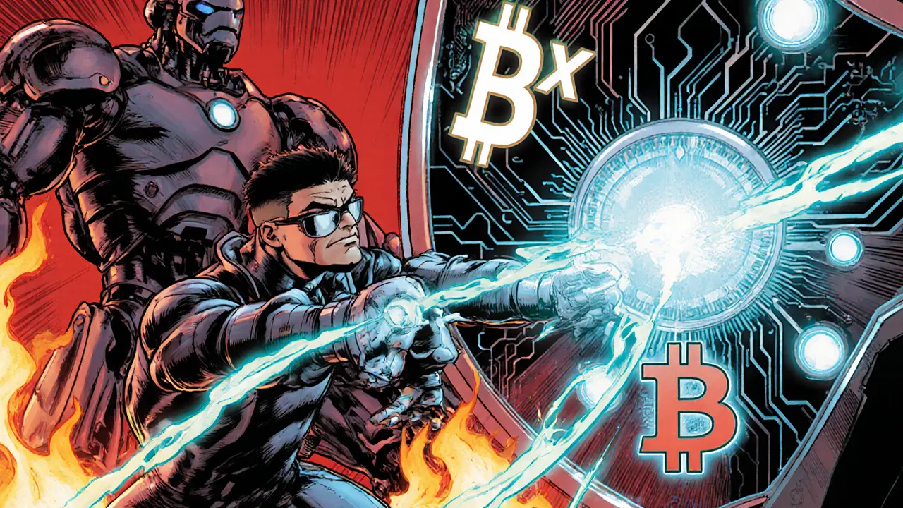 Hero launches 5x leveraged trade on ETH and BTC with smart‑contract shield in action.
