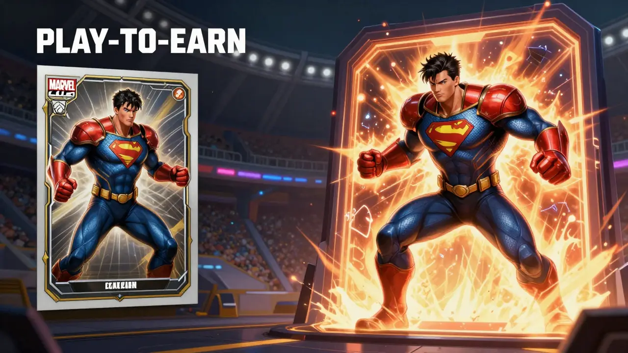 A digital athlete emerging from a gaming portal into a stadium in comic art