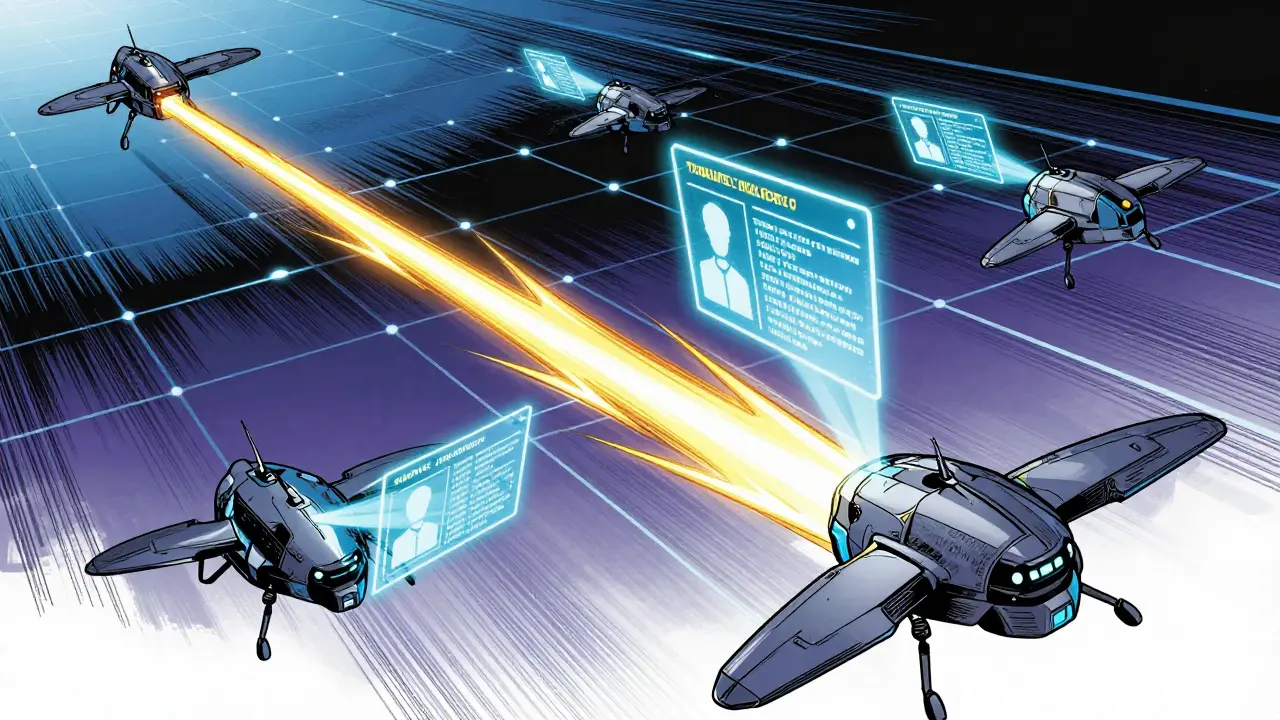 Cyber-drones scanning cryptocurrency transactions to verify identity data