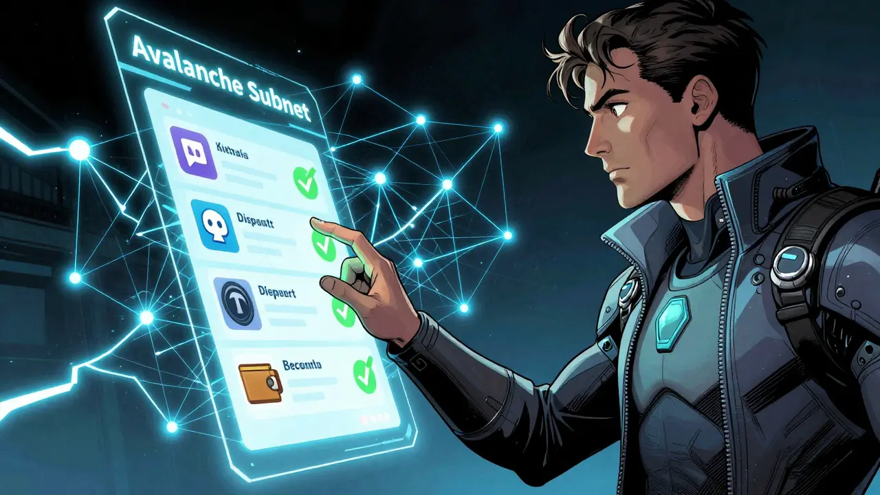 Heroic gamer checking off qualification tasks on a holographic screen with network data.