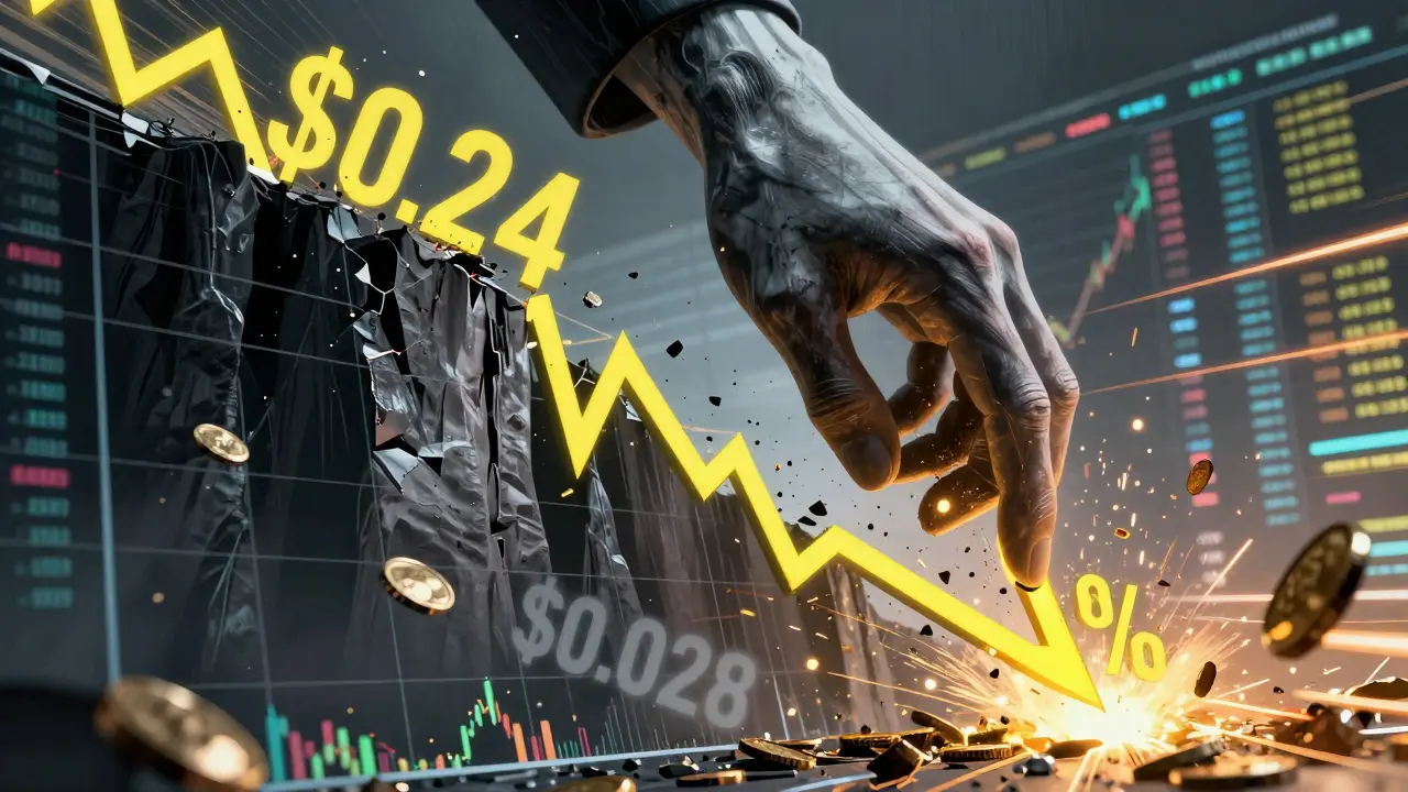 Market hand crashing price chart from <h2>Is There Still an Airdrop Opportunity?</h2>.24 to <h2>Is There Still an Airdrop Opportunity?</h2>.028