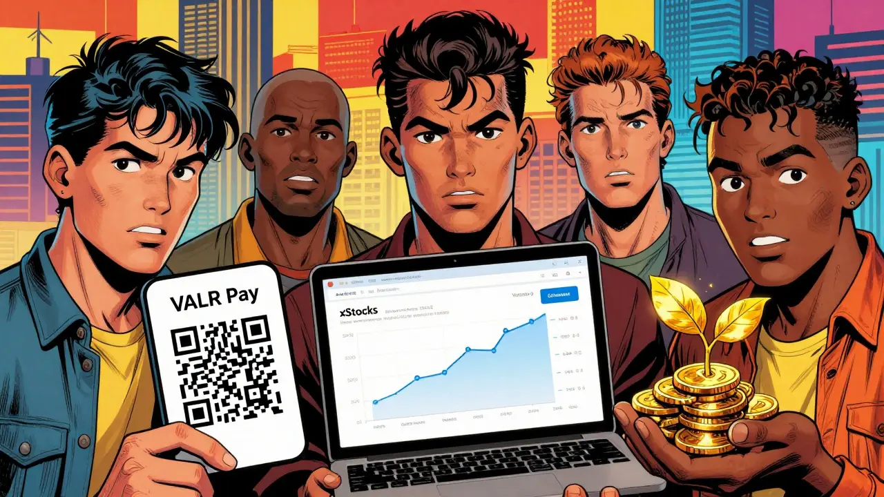 Marvel style heroes using VALR features like QR pay and staking rewards