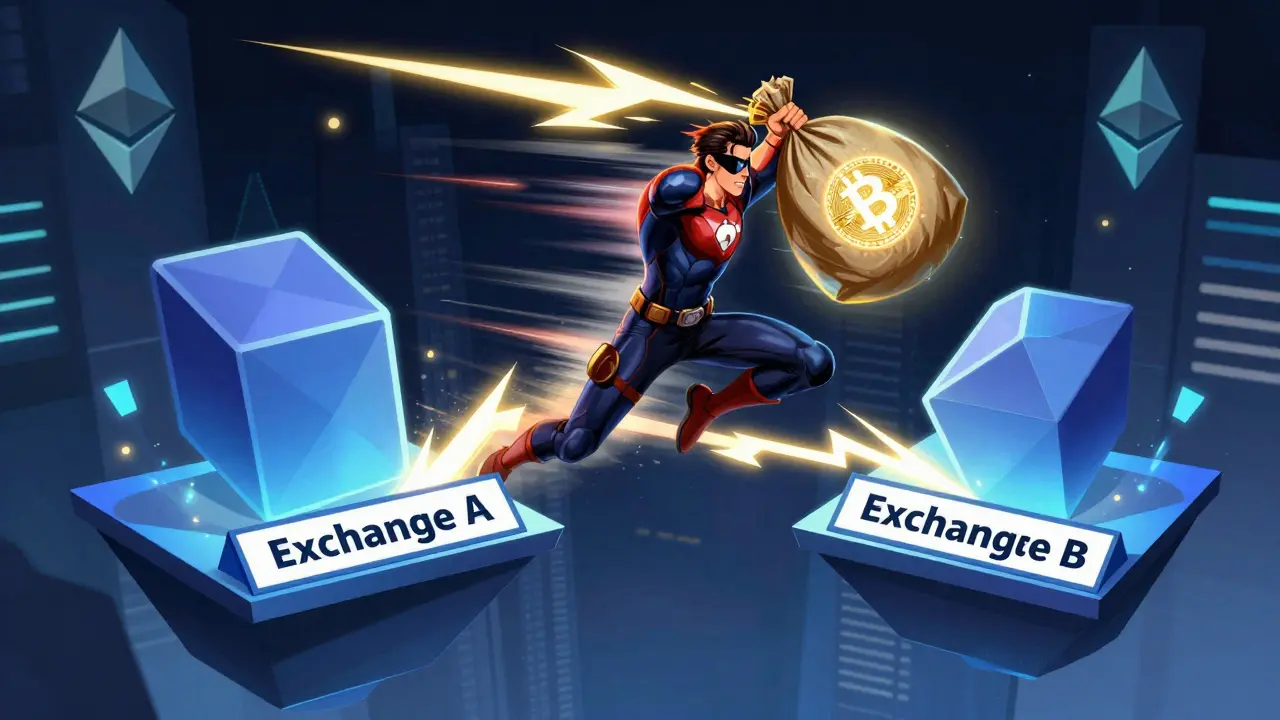 Arbitrageur leaping between exchanges with lightning-fast crypto assets