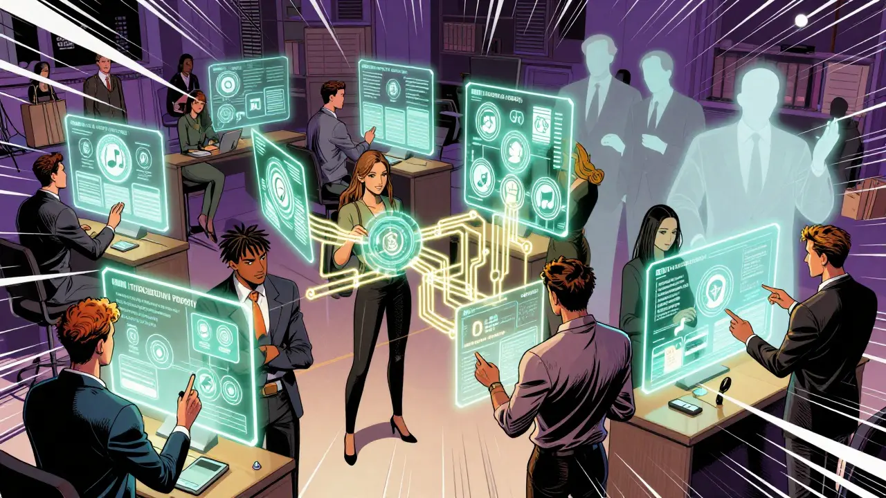 Creators trading tokenized IP assets through automated smart contract networks