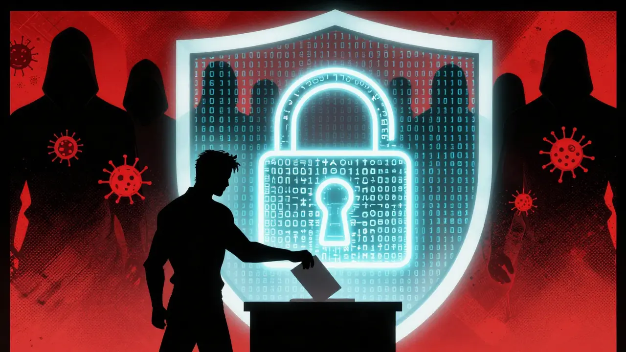 Cryptographic shield protecting anonymous vote from hackers