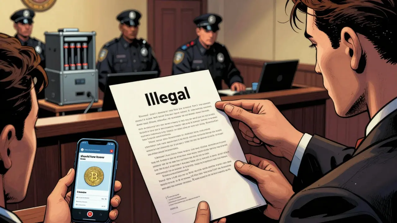 Marvel-style illustration of legal penalties for crypto ownership in China