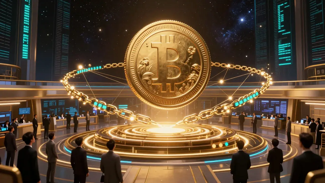 Floating OLY token with vesting chains in a cosmic exchange setting