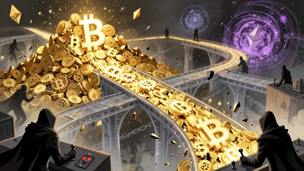 Stolen crypto flowing through complex bridges and tunnels to hide its origin