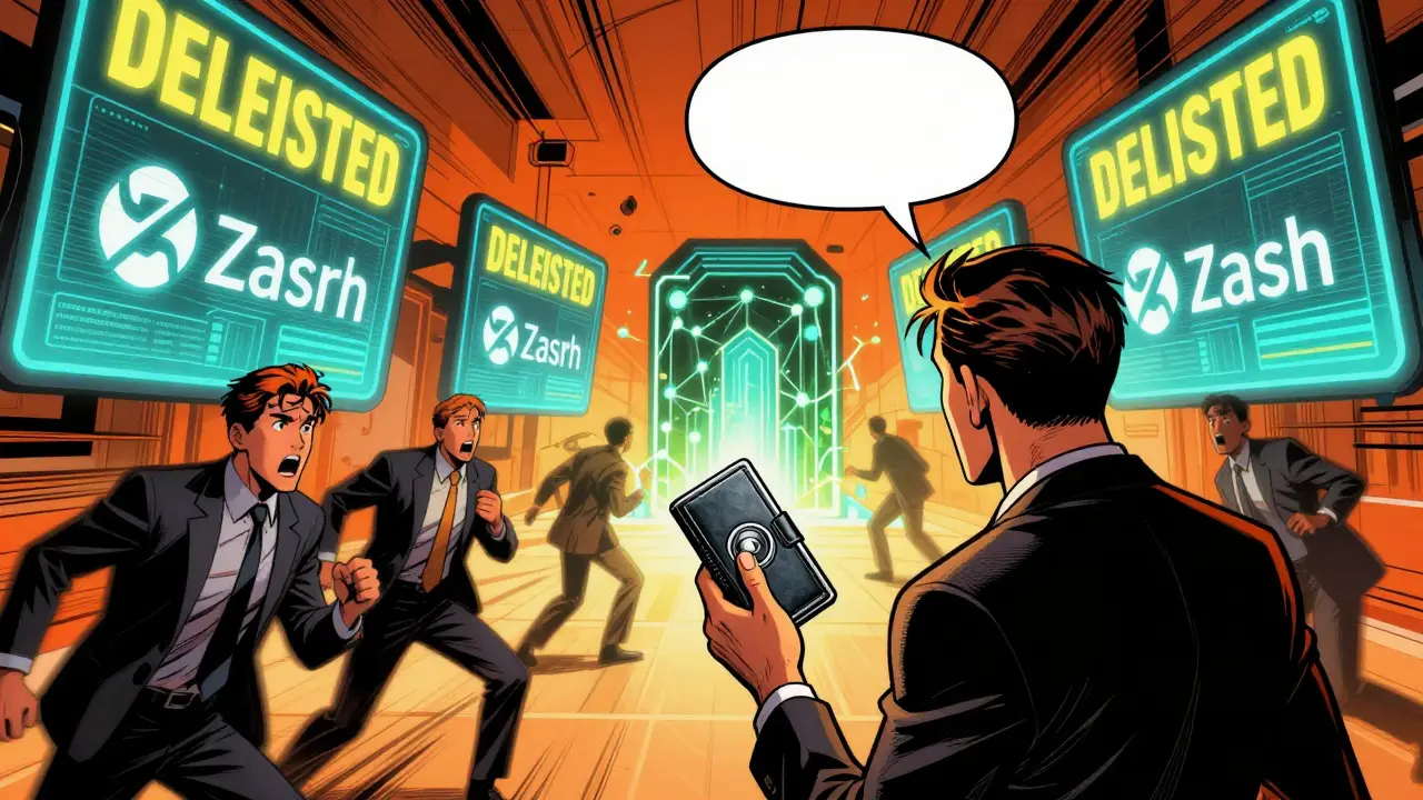 Traders panic as privacy coins delist while user holds hardware wallet