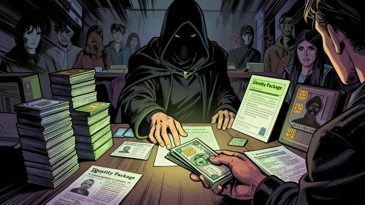 Underground market selling fake IDs and SIM cards for crypto access