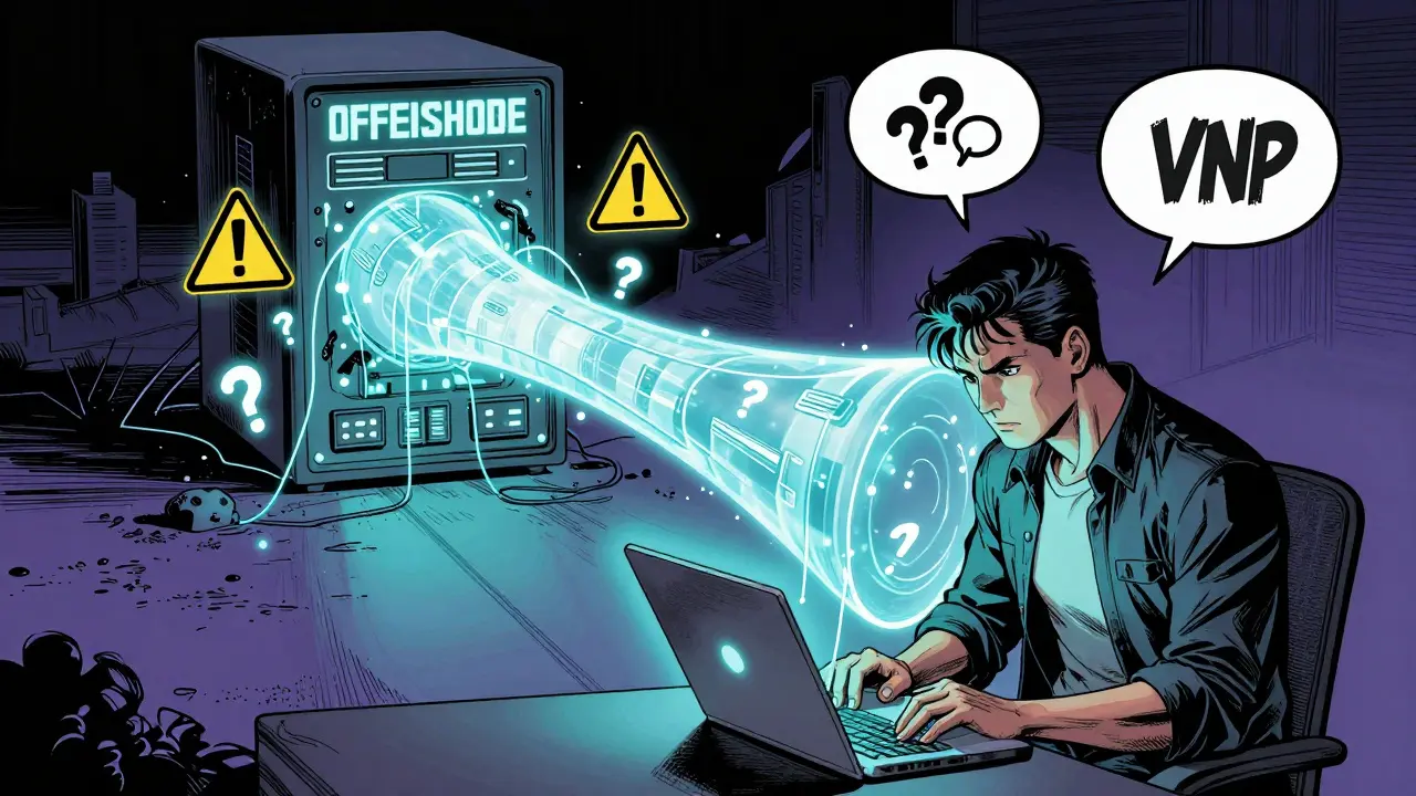 User using VPN to access risky offshore crypto exchange server