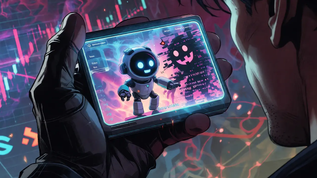Close-up of a phone showing a robot battle game.