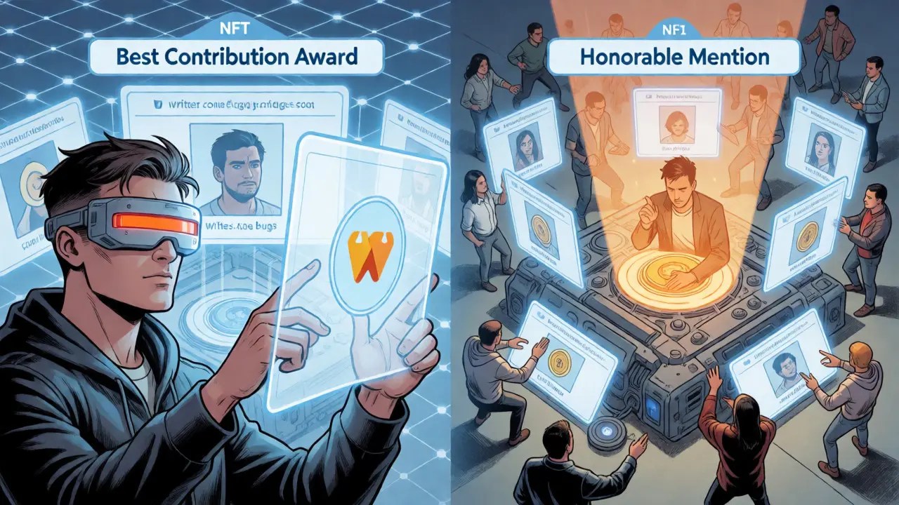 Protagonist testing ZKSwap V3 NFT features on testnet in Marvel comic style