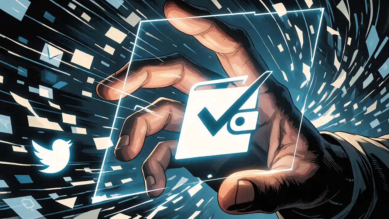 Hand grabbing a holographic claim interface amidst data streams